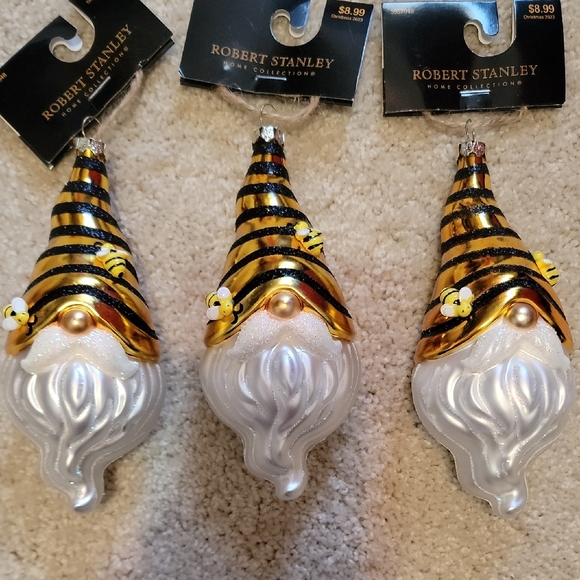 Other - NWT Robert Stanley Gnome Bee Blown Glass Ornaments Set of 3